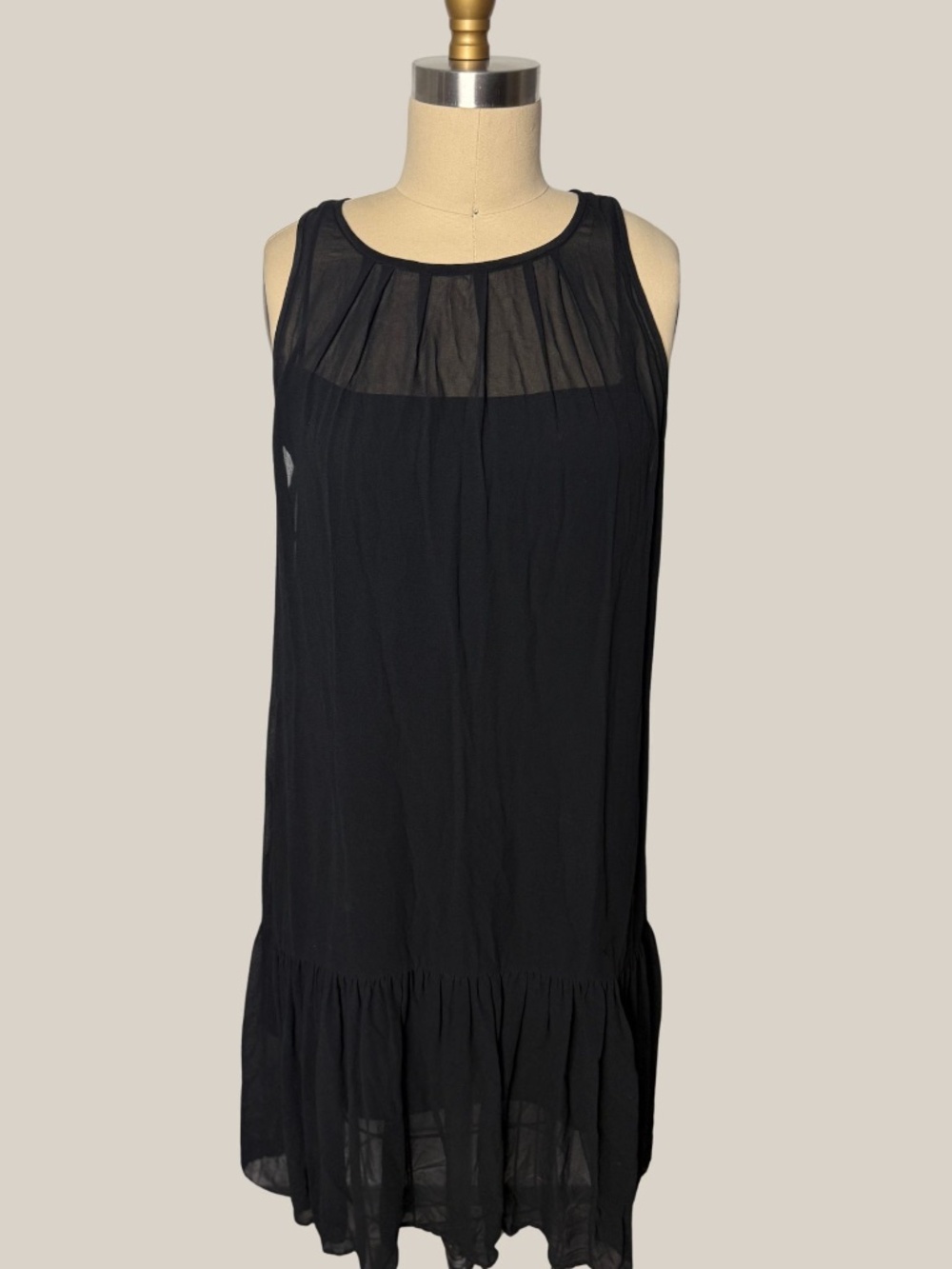 Aritzia Wilfred Black Silk Sheer Drop Waist Slip Dress size Small